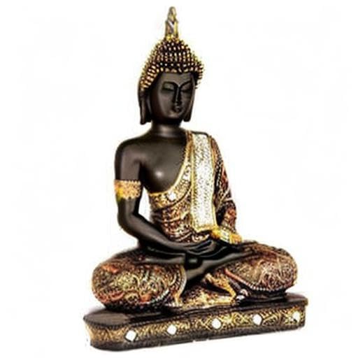 Meditating Sitting Buddha Statue showpiece Idol Home Decor Items for Living Room and Gifts (1, Orange Black)