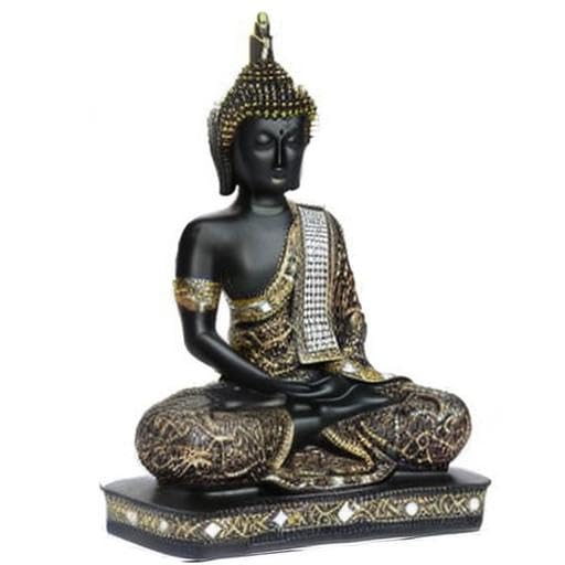 Meditating Sitting Buddha Statue showpiece Idol Home Decor Items for Living Room and Gifts (1, Orange Black)