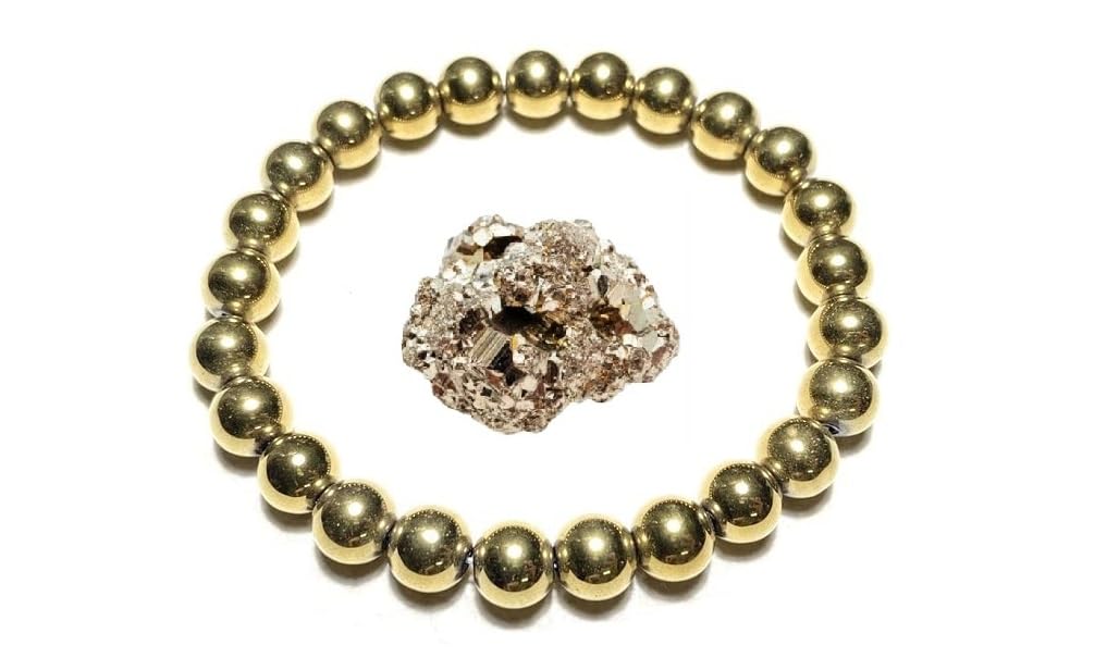 Natural Golden Pyrite Bracelet anf Peru Pyrite Cluster (50-60 GM) to Attract Wealth and Prosperity for Men and Women