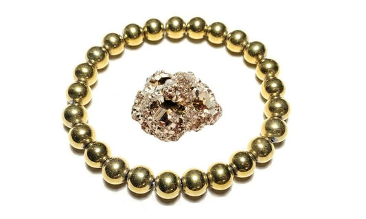 Natural Golden Pyrite Bracelet anf Peru Pyrite Cluster (50-60 GM) to Attract Wealth and Prosperity for Men and Women