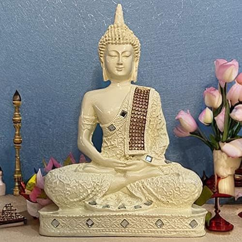 Meditating Sitting Buddha Statue showpiece Idol Home Decor Items for Living Room and Gifts (1, Orange Black)