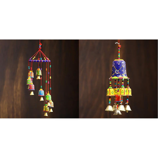 Multicolour Handcrafted Decorative Window Door Wall Hanging Bells Wind Chimes Decorative Showpiece- Diwali Decoration Items for Home Decor- Gift for Diwali Navratri Housewarming