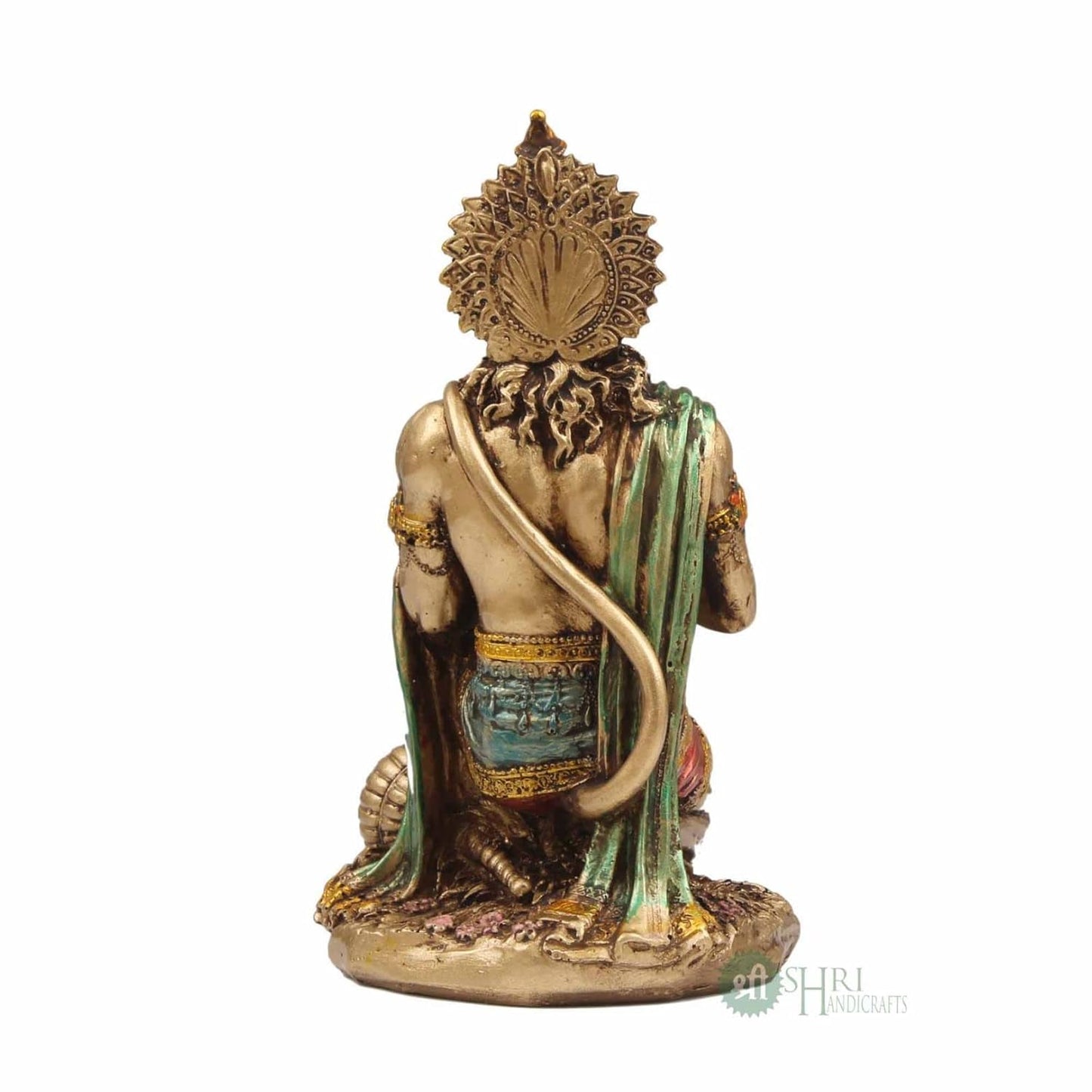 Cold Cast Resin Hanuman Ji Showpiece Antique Decor Bajrangbali Statue Idols (3 Inches, Metal Finish), Brown, Religious