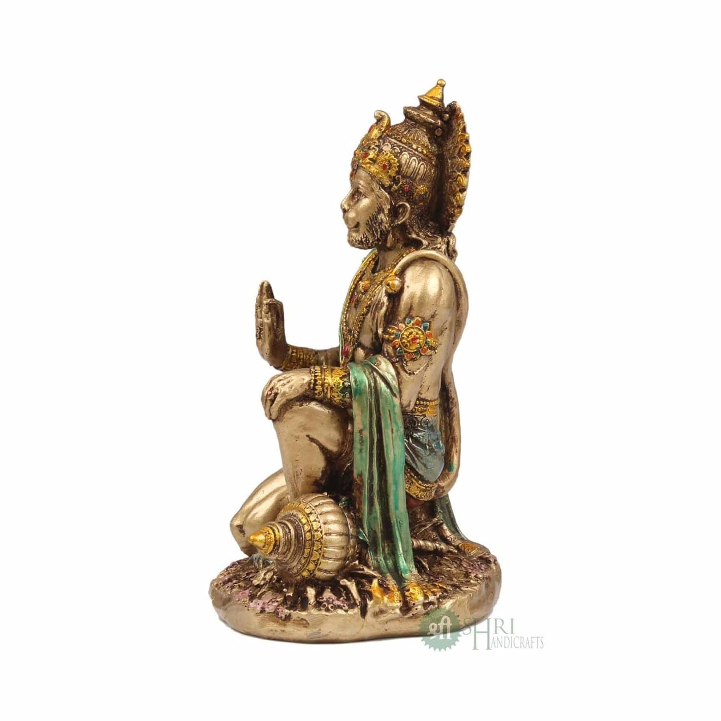 Cold Cast Resin Hanuman Ji Showpiece Antique Decor Bajrangbali Statue Idols (3 Inches, Metal Finish), Brown, Religious