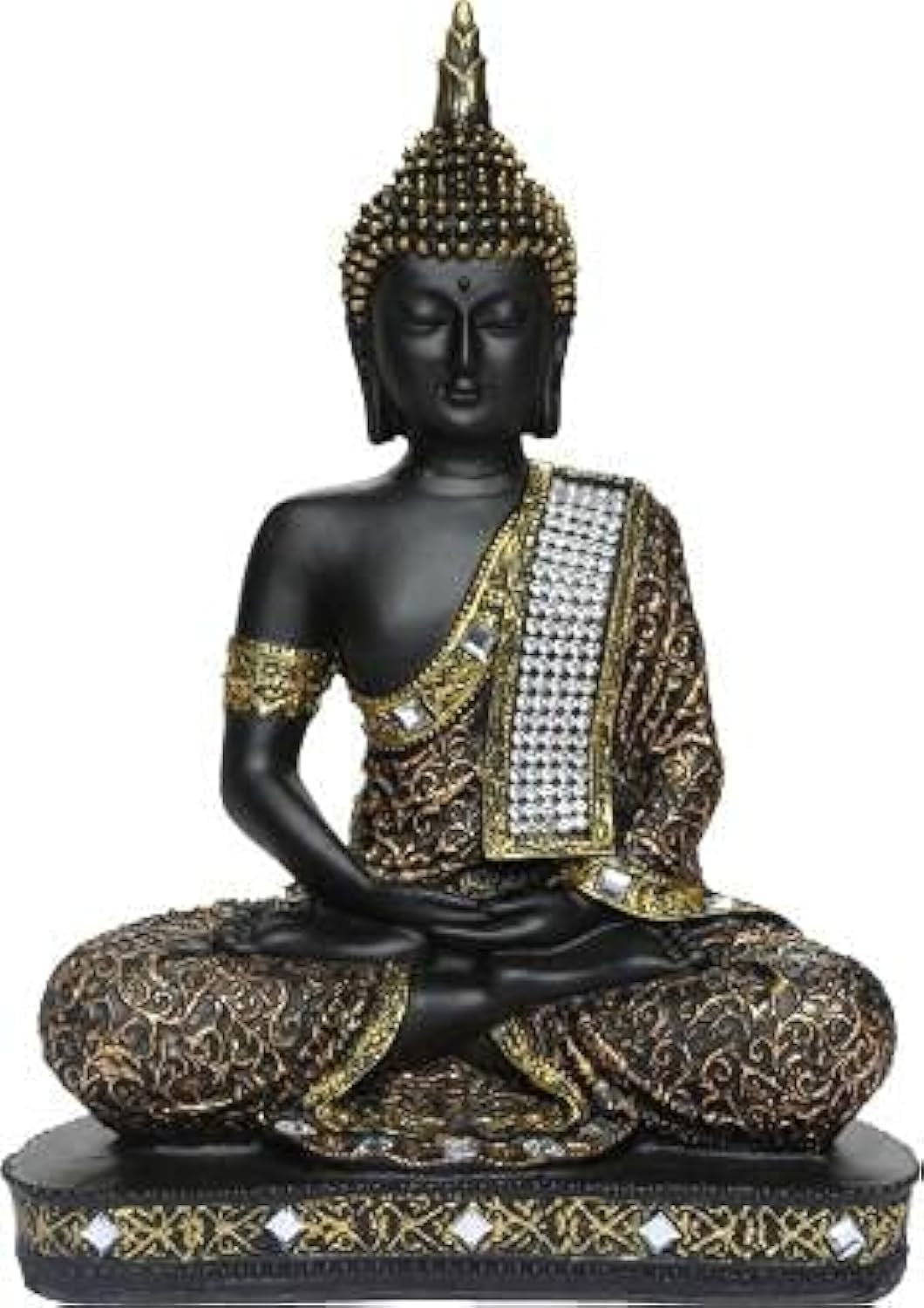 Meditating Sitting Buddha Statue showpiece Idol Home Decor Items for Living Room and Gifts (1, Orange Black)