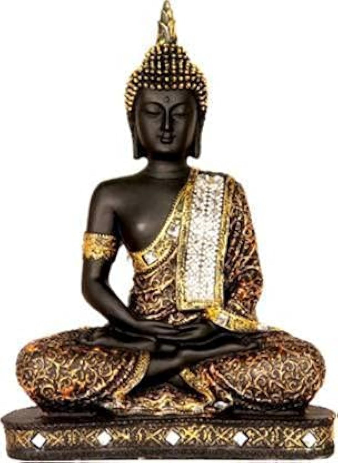 Meditating Sitting Buddha Statue showpiece Idol Home Decor Items for Living Room and Gifts (1, Orange Black)