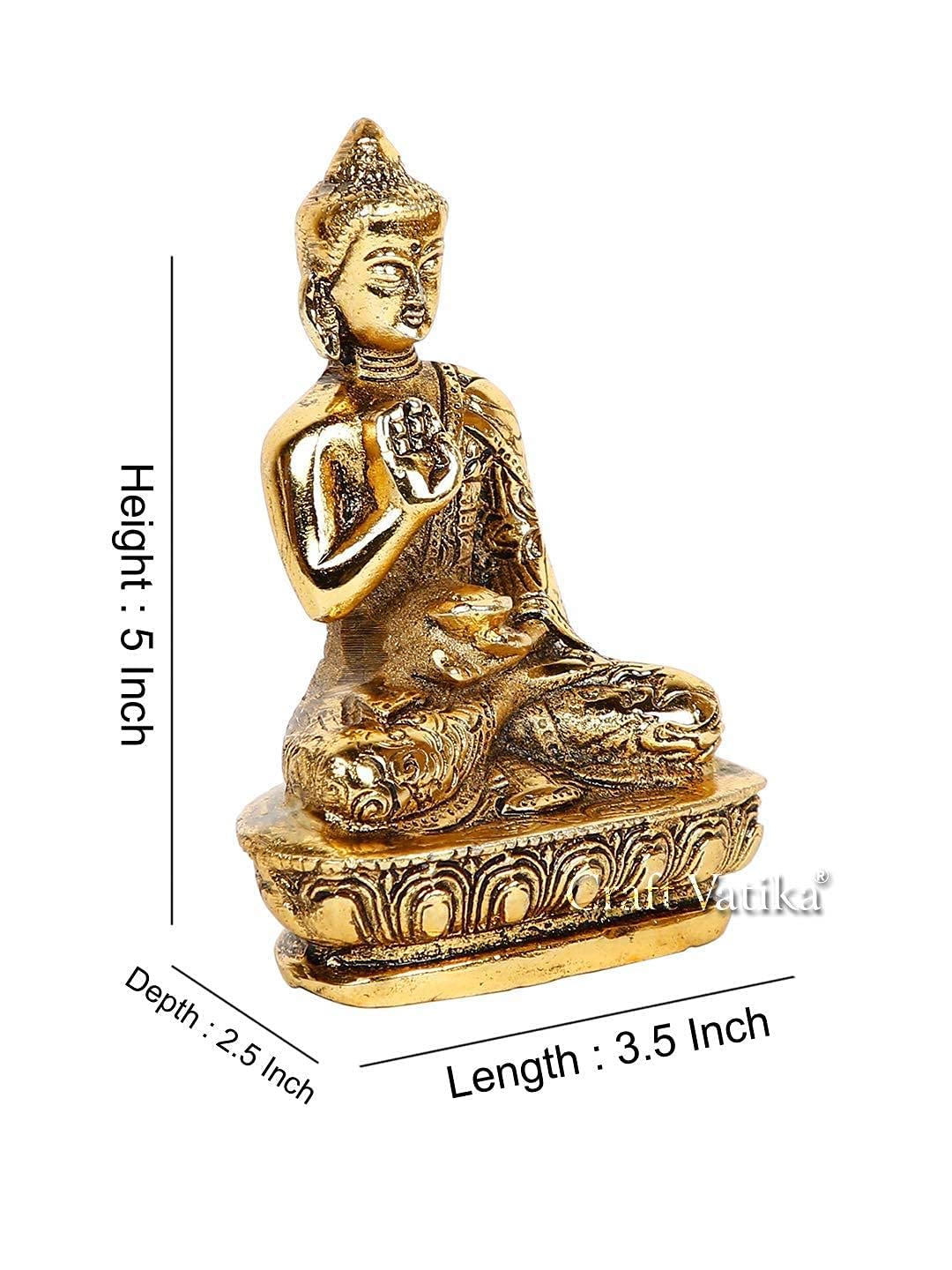 Golden Handcrafted Palm Buddha Idol for Home,Office and Gifts - Palm Buddha Hand Statues for Living Room Mandir Pooja Room Living Room Diwali Decor