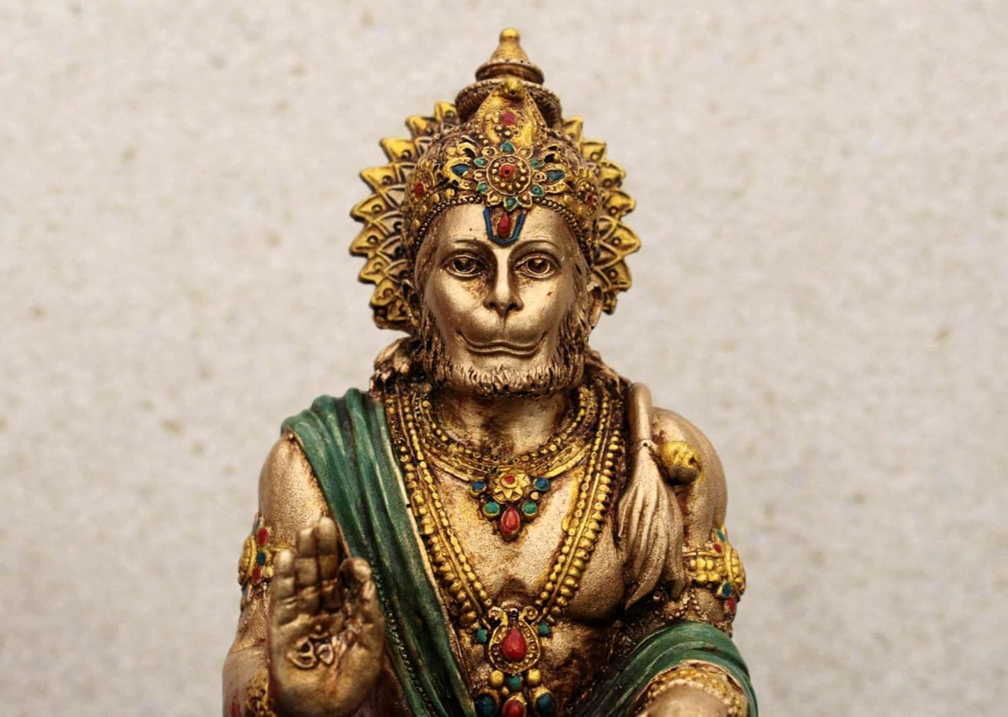 Cold Cast Resin Hanuman Ji Showpiece Antique Decor Bajrangbali Statue Idols (3 Inches, Metal Finish), Brown, Religious