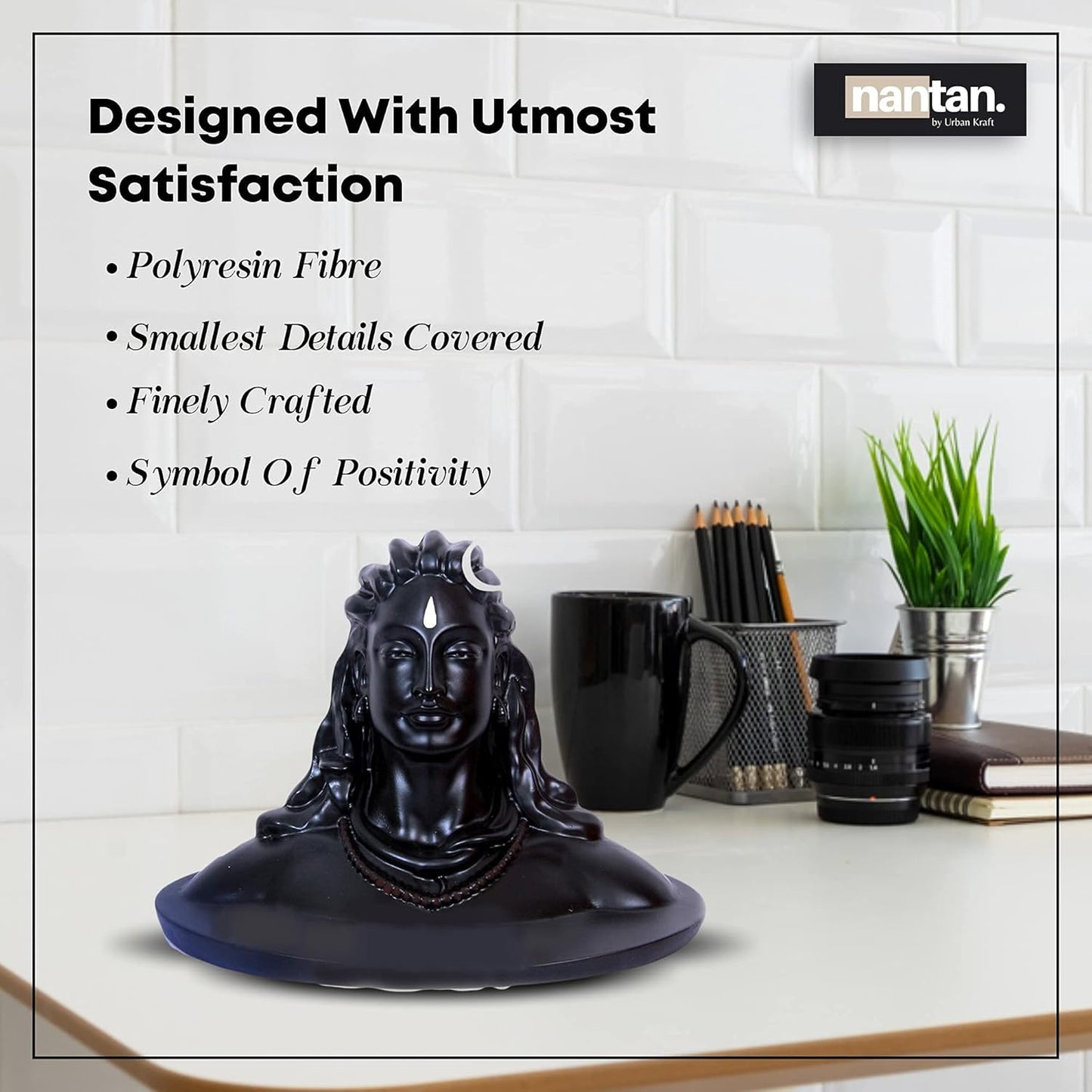 Adiyogi Shiva Statue for Car Dash Board, Pooja & Gift, Mahadev Murti, Idol, Lord Adiyogi Shankara for Home & Office Decor/Diwali Gifts Items (Black-5.5Inches)