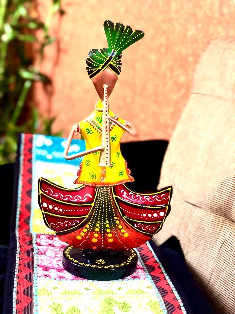 Colourful Musician Playing Traditional Instruments Metal Unique