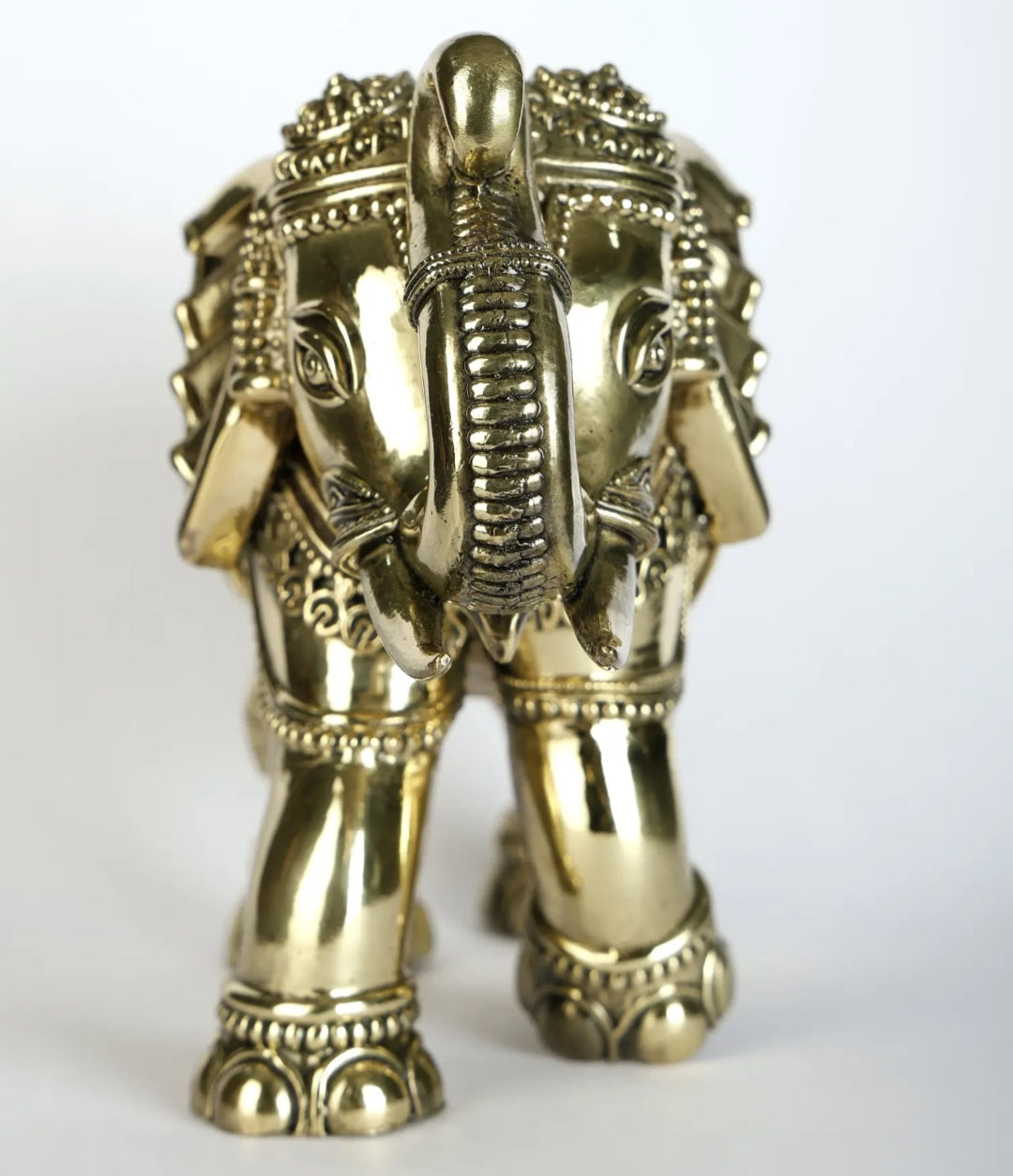 Superfine Brass Elephant with Upraised Trunk (Multiple Sizes) | Brass Statue | Table Decor 445gm